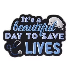Grey's Anatomy It’s A Beautiful Day To Save Lives Enamel Metal Pin